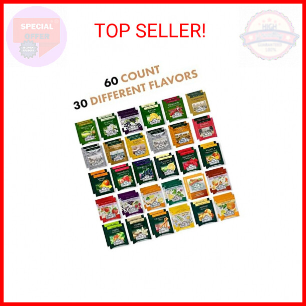 Ahmad Tea Sampler Assortment Gift Box (60 Count) 30 Flavors Prime Tea Bags Birth
