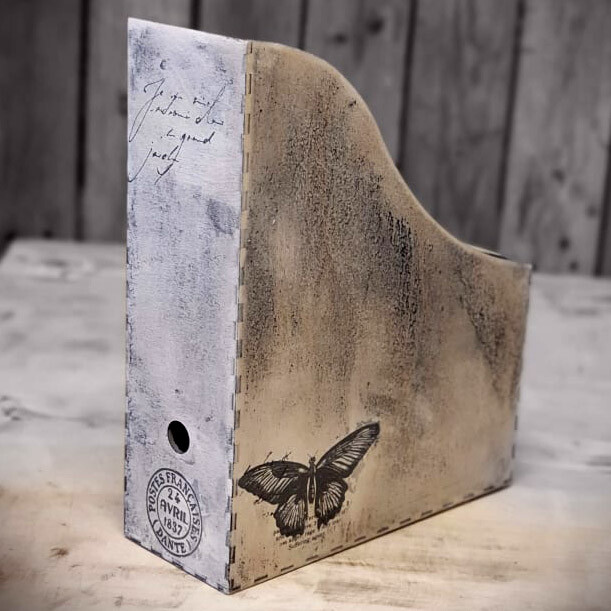 Vintage Holz-Stehordner Landhaus Shabby Ordnermappe Holz Nostalgie Handarbeit