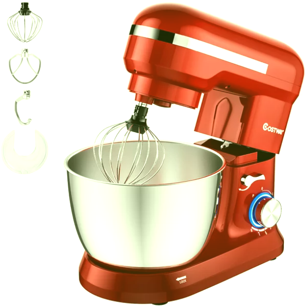 8-speed Electric Food Mixer, Dough Hook Beater Red