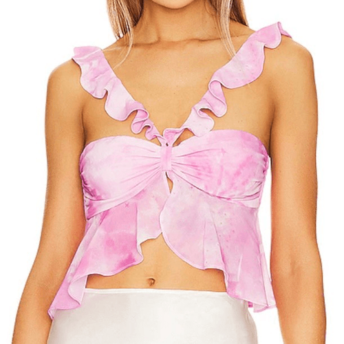 Crayme, - puu.★Frill rose tops フリルローズトップス Clarisbelle Womens Summer Babydoll Peplum Shirred Blouse