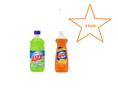 AJAX Cleaner Dual Pack (Ultra Liquid Dish Soap - Orange & Lime All Purpose