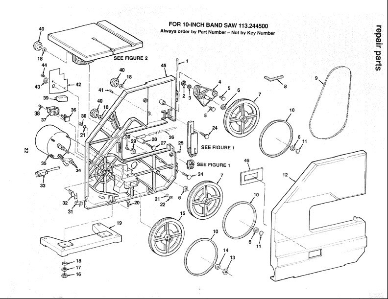 Owner's Manual & Parts List  Sears Craftsman 10" Band Saw - Model 113.244500