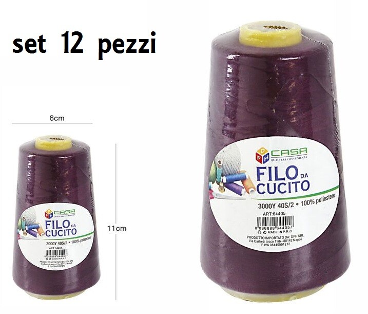 Set 12 Pz Filati A Cono Filo Poliestere Cucito 3000Y 40S/2 Indaco 64405-28 dfh