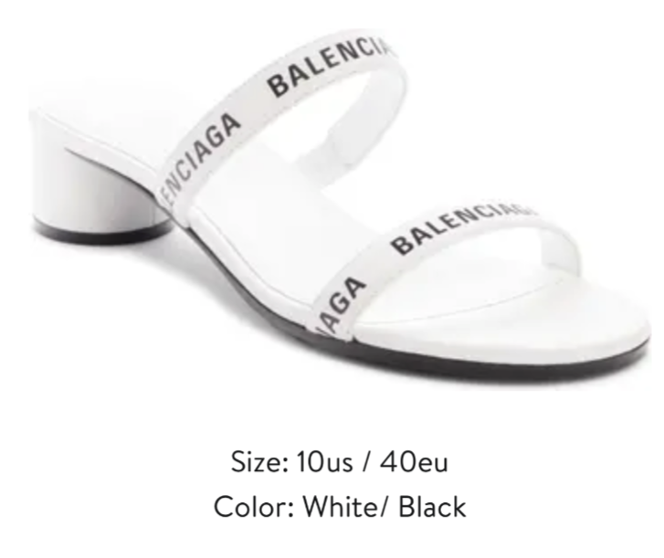 NEW WHITE & BLACK BALENCIAGA LOGO HEEL SANDAL SHOES SIZE 40