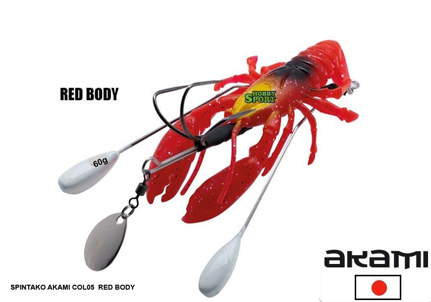 POLPARA AKAMI SPINTAKO  COL 05 RED BODY  EBI  60 GR ROSSO   PESCA MARE POLPO
