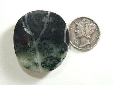 Lightning Jade Cabochon, 27x31x5 mm, flat back, natural, nephrite (ja111071)