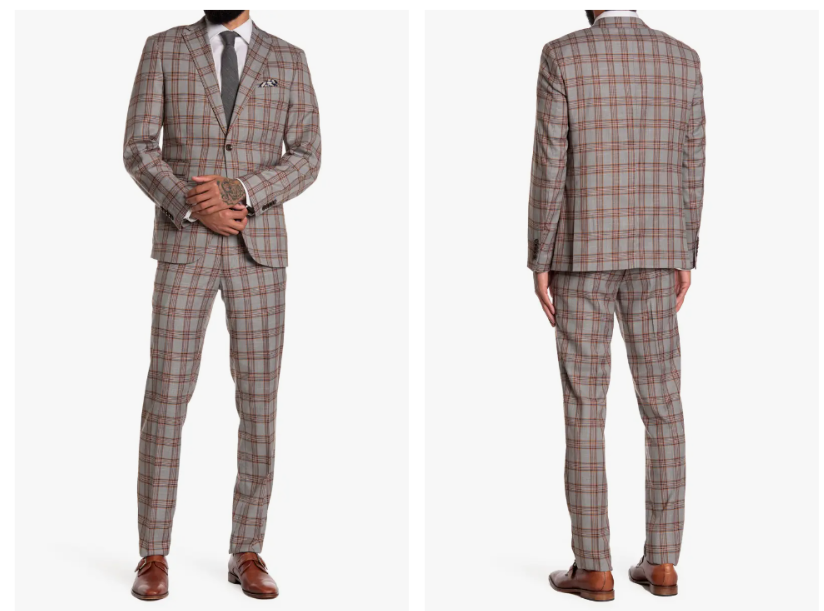 

SOUL OF LONDON Серо-оранжевый брючный костюм в клетку Классические брюки  R Nordstrom, Multicolor