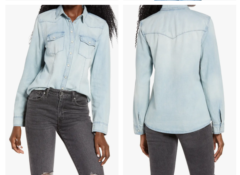 

BLANKNYC BLANK NYC Denim Chaser Хлопковая рубашка с карманами на кнопках и длинными рукавами  2, Синий