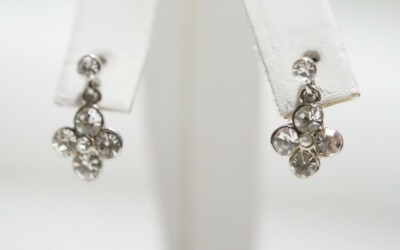 Joseph Esposito Ashley Classics - Silver Tone Dangling Crystal Clover Earrings 
