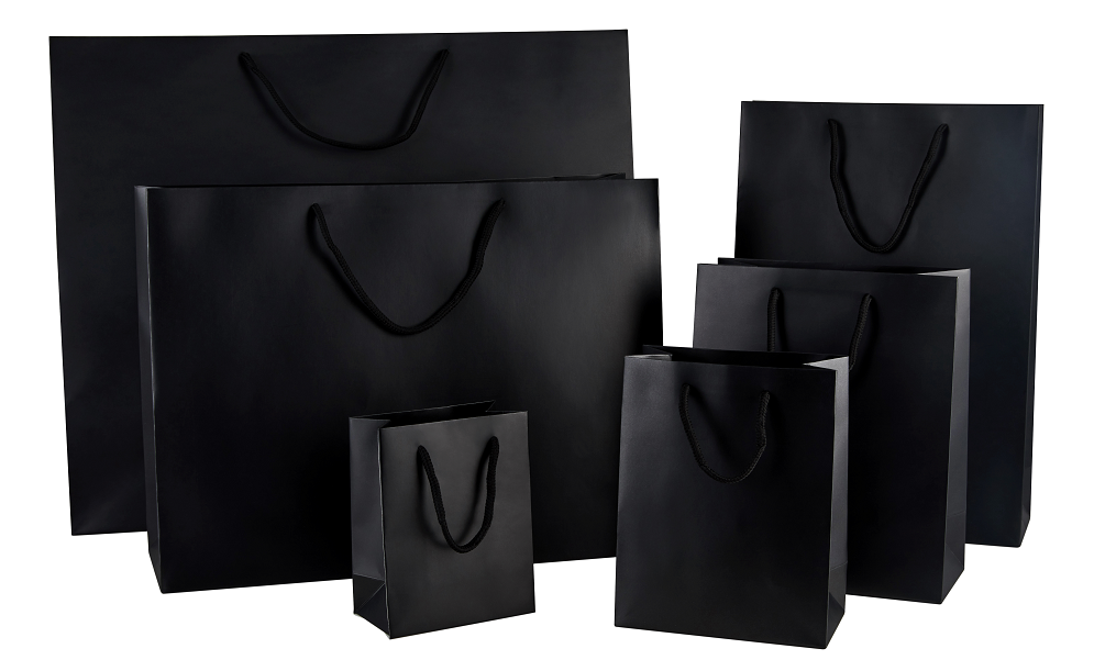 LUXURY BLACK MATT PAPER BAGS BIRTHDAY & CHRISTMAS GIFT BAGS eBay