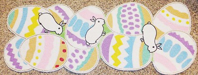 RARE EASTER EGGS AND BUNNY FULLY BEADED TABLE RUNNER, LOOK!