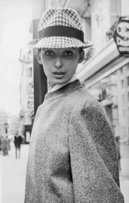 Top Danish model Maud wears a man's check cloth trilby designed- 1962 Old Photo