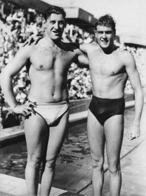 Alex Jany and Joseph Bernardo in 400 metres freestyle France OLD PHOTO