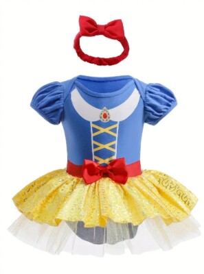 NEW Princess Snow White Baby Girl Tutu Jumpsuit Headband Costume Halloween