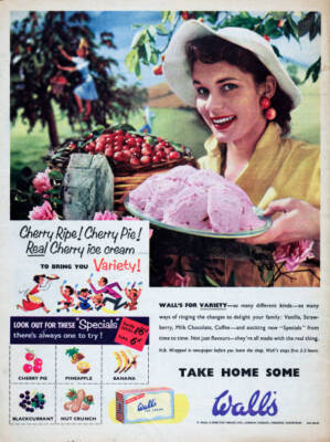 Advertisement For Walls Cherry Pie Ice Cream 1950s era Photo