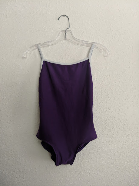 Yumiko Leotard - Heather - sz M - purple / violet / cerulean - full front lining