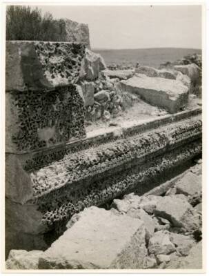 Base with frieze archaeological area of Madaba Jordan 1920 Old Photo