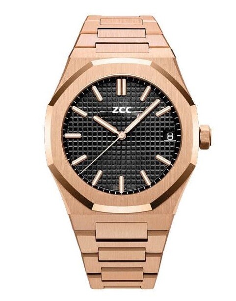 Orologio Da Polso ZCC 1068 Uomo Quarzo Data Elegante Rose Gold lac