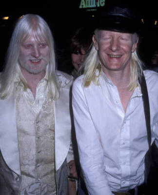 Musicians Edgar Winter and Johnny Winter at the opening of Annie o- Old Photo 1