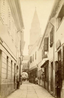via Callegaria and the Praetorian palace, Koper, Slovenia, 1900-1910 Old Photo