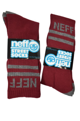 2 Pair NEFF Mens Burgandy/Gray Socks Fit Shoe Sizes 6 1/2 to 12