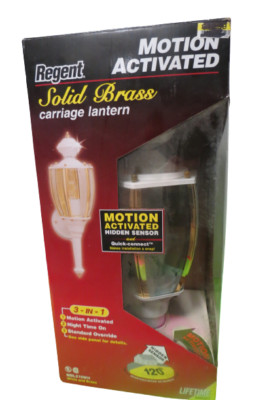 Regent White Motion Activated Solid Brass Carriage Lantern 3 In 1 MBL210WH New