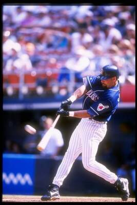 Ken Caminiti San Diego Padres makes contact with a pitch at the Pa- Old Photo