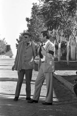 Italian director Luchino Visconti preparing a scene on The Strange- Old Photo