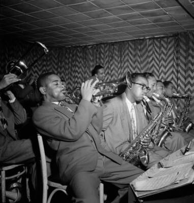 Dizzy Gillespie, James Moody, and Howard Johnson, Downbeat, New - Jazz Old Photo