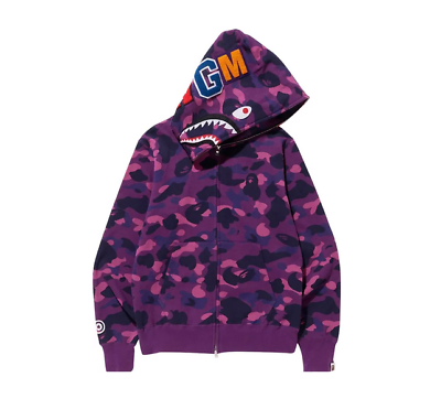 Bape Color Camo Shark Full Zip Hoodie Purple 001ZPJ201003MPUR eBay