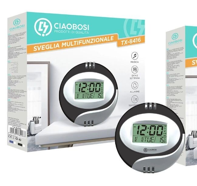 Orologio Da Parete Da Tavolo Digitale Display Lcd Sveglia 25cm Tx-8416 linq