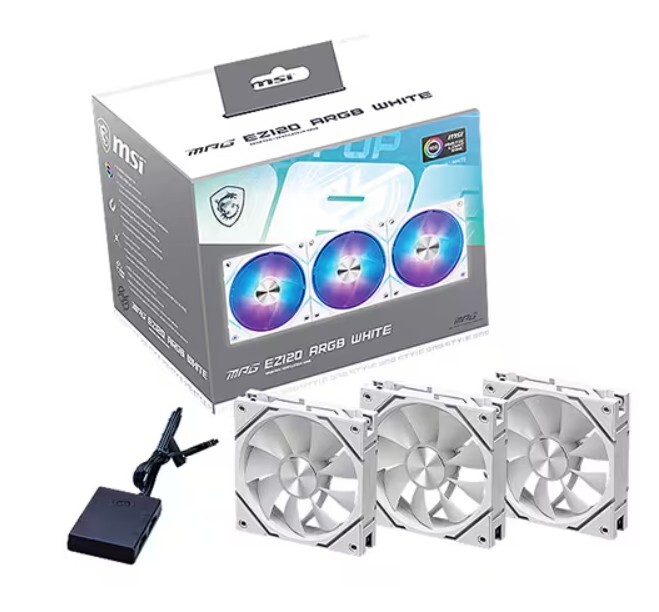 Ventilateur PC MSI MPG EZ120 ARGB Blanc - 120mm, Magnétique, PWM 0-1900 Tr/min, Compatibilité Mystic Light - 6