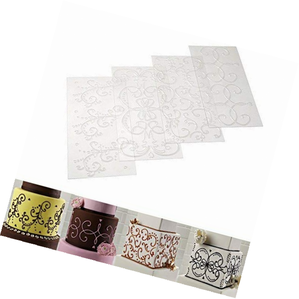 Sonsmer Cake Decorating Mat Tools 4 Piece Quilted Fondant Imprint