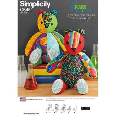 Simplicity C5461 Pattern RARE SCIENCE BEAR Stuffed Bears (18''/22'') & Accessories