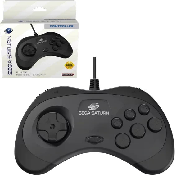 Retro-Bit Official Sega Saturn Controller Pad for Sega Saturn Black
