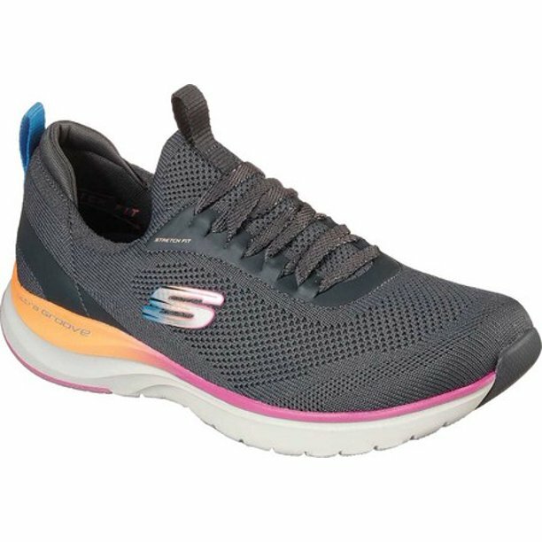 

Спортивная обувь Skechers, женские слипоны из пены с эффектом памяти, повседневные вязаные эластичные туфли 149281, Серый, 12986