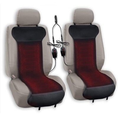 Car Heated Seat Cover Cushion-Universal Warmer Pad 2 Pack 12V warming Black