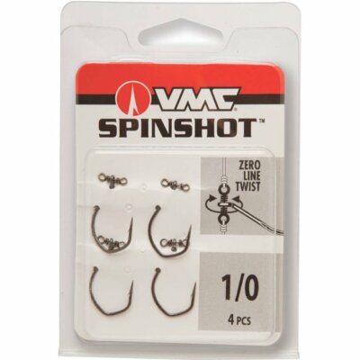 Крючки VMC Spinshot — (4 шт.) Набор крючков для оснастки Drop Shot 1/0 Spin Shot — НОВИНКА!