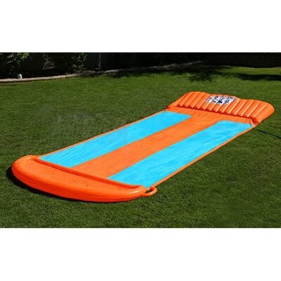 Ultra-slick TRIPLE Lane 18 Foot Water Slide Pool With Speed Ramp!