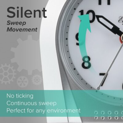 21103 Equity by La Crosse Night Vision Silent Sweep Analog Alarm Clock - Silver