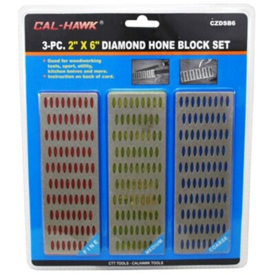 3-pc. 2'' x 6'' Diamond Hone Block Set Whetstone