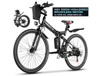 26'' 500W 48V Electric Mountain Bicycle E-City Bike 21-Speed Folding eBike VIVI`