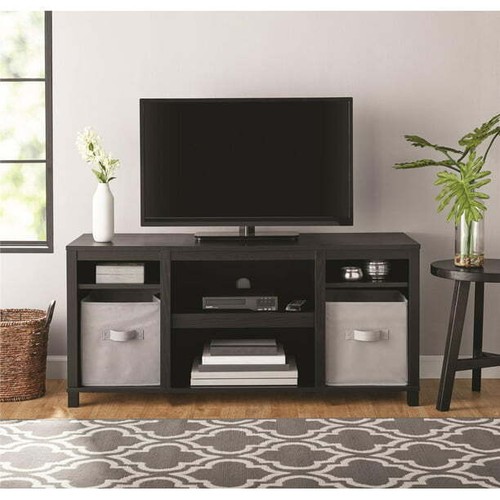 For Up To 50 Inch Tvs Black Oak With Shelves