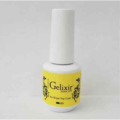 GELIXIR No wipe TOP COAT LED/UV  0.5 fl oz Soak Of Gel For Sale!