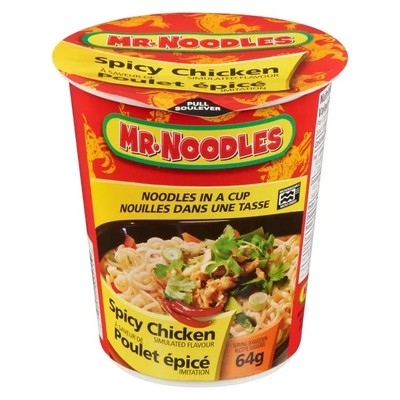 6X Mr. Noodles instant Spicy Chicken Cups 64g / 2.2oz - FRESH from Canada