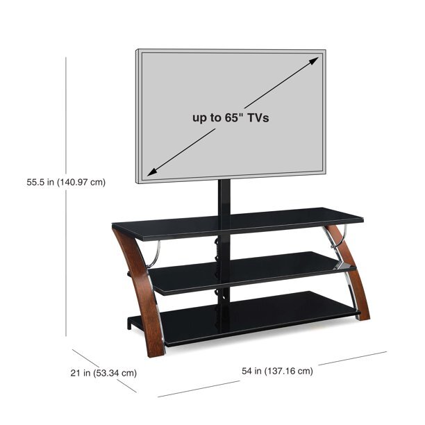 3 In1 Flat Panel TV Stand Sleek Console Versatile Furniture Brown Cherry 65 In