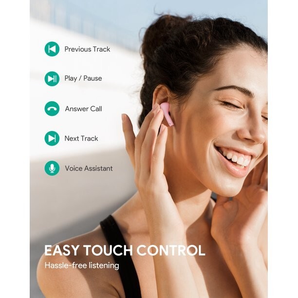 AUKEY True Wireless Earbuds, EP-T21S,  Immersive Sound Noise Cancelling, PINK