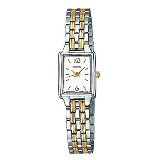 Pre-owned Seiko Sxgl59 White Dial Gold Silver Two-tone Stainless Steel Dress Square Watch