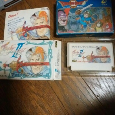 Famicom Final Fantasy  & Dragon Quest  Video game software set of 2 Japan USED