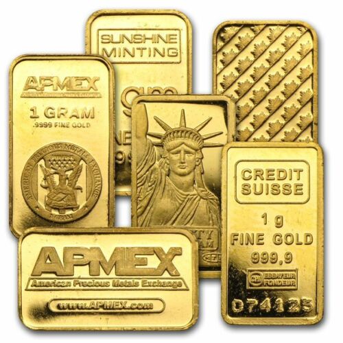 1 Gram Fine Gold Bar - Assayed .9999 Pure Fine Bullion - Random Mint/Make